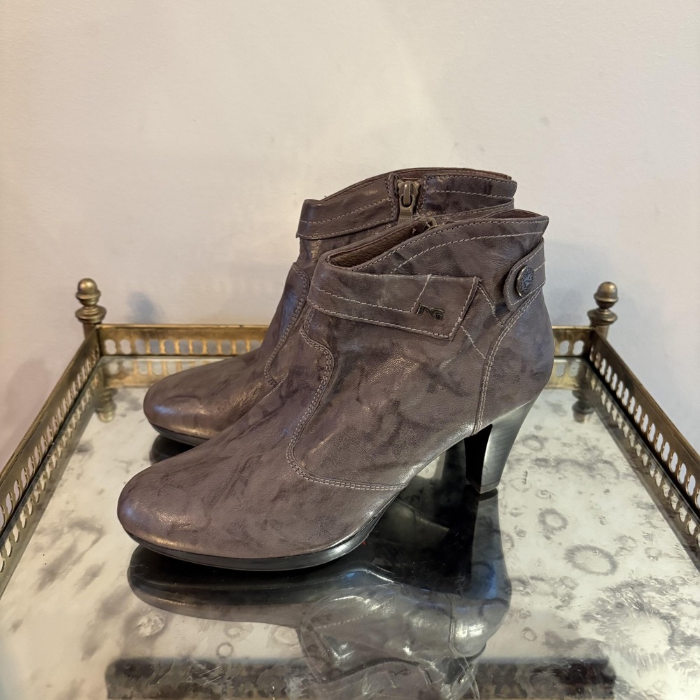 NeroGiardini Boots Womens Size 6.5 Gray‎ Leather Ankle High Heel Booties Italy